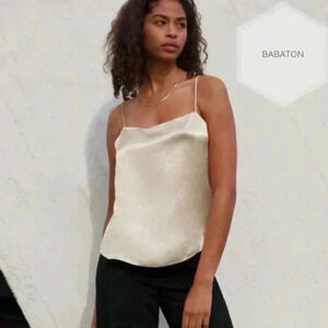 Babaton Hot pink satin sleeveless  tank top